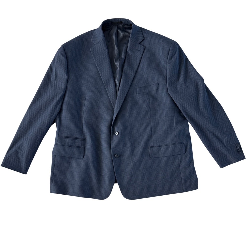 Michael Kors Men's Sport Coat Blazer Two Button Blue Plaid Poly Viscose 54R